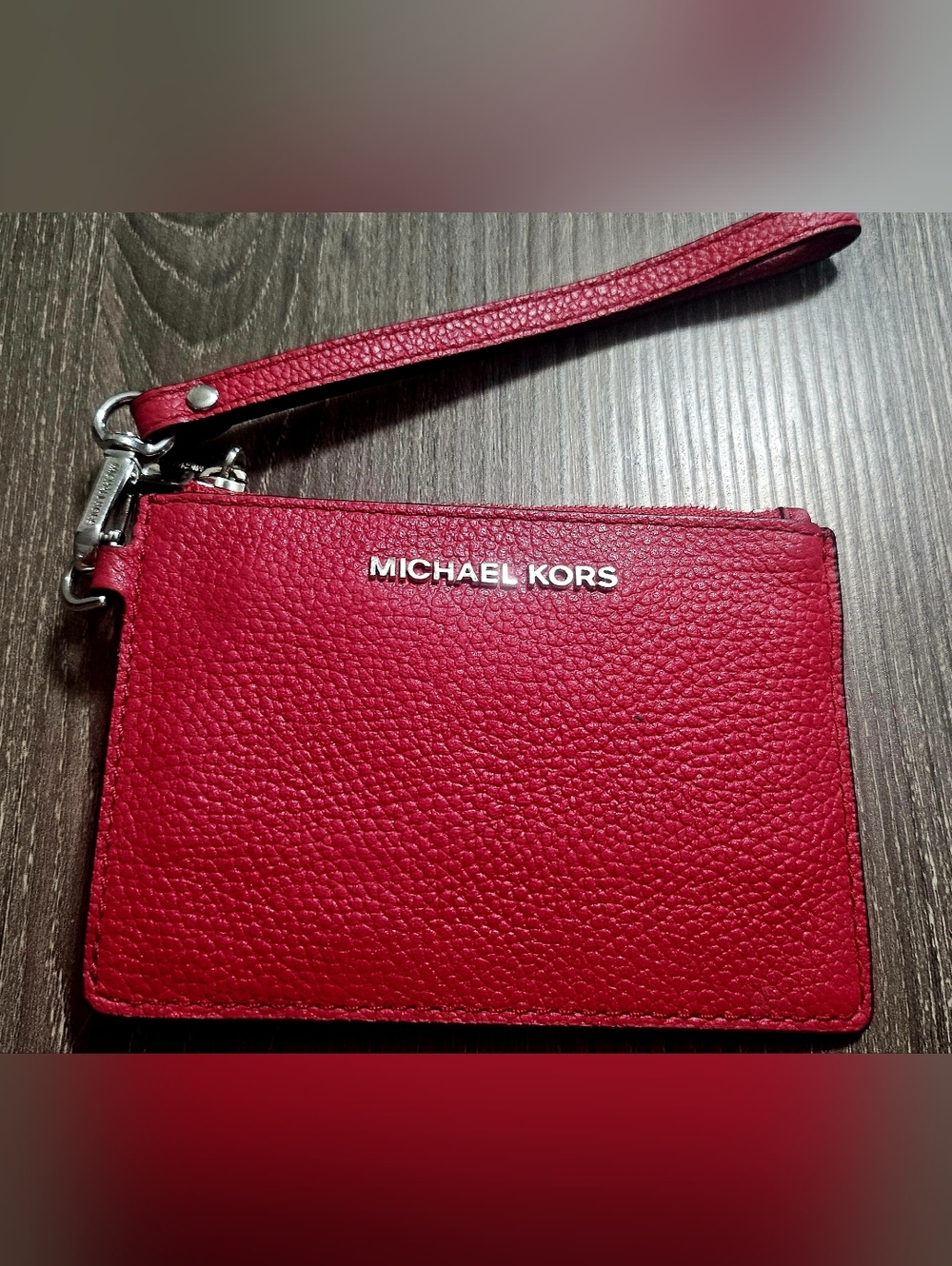 Authentic Michael Kors Wristlet Credit Card/ID Wallet Cherry Red